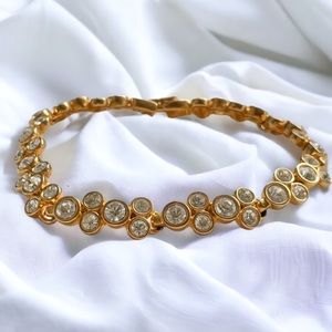 Vintage bezel set simulated diamond bracelet